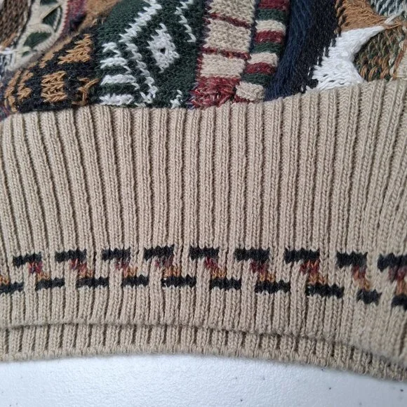 Vintage 1990s Conte di Milano Cardigan Sweater Vest Men Large 3D Knit Button Up